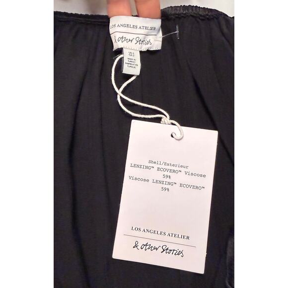 NWT & Other Stories Strappy Tassel Tie Midi Dress Black sz. 2 - Picture 6 of 11